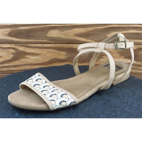 BC Footwear Sz 7 M Brown Ankle Strap Fabric Women Sandals - Picture 1 of 7